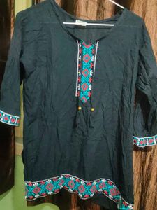Elegant Embroidered Black Kurti