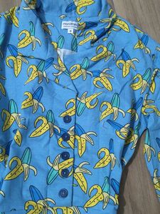 Banana Print Shirt Dress