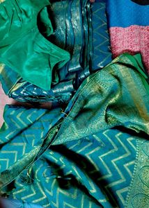new dual shaded chiffon sea green saree