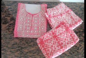 Pink Embroidered Kurta Set for Women