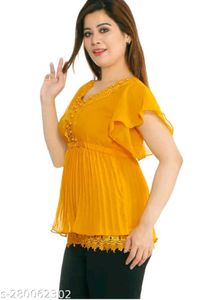 Yellow Top with Lace Detail