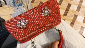 Red Beaded Clutch