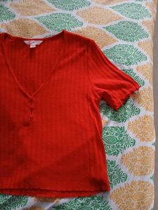 Red V-Neck H&amp;M Top