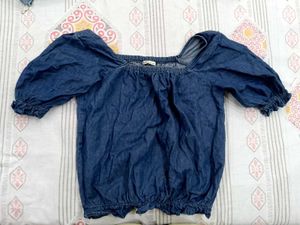 Denim Puff Sleeve Top