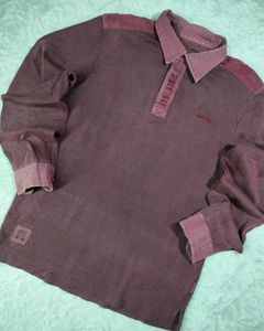 Burgundy Long Sleeve Jeep Polo Shirt