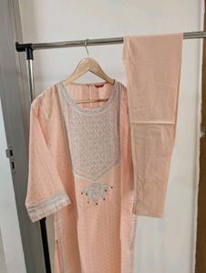 Peach Embroidered Kurti Top