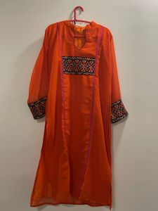 Long Kurta With Double Lining Orange