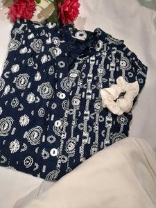 Patterned Navy Button-Down