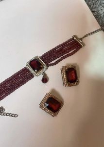Elegant Burgundy Jewelry Set