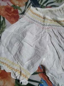 White Embroidered Crop Top