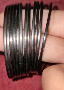 Silver and Grey Metal Bangles