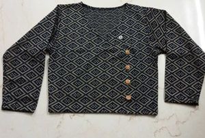 Navy Blue Full Sleeves Blouse