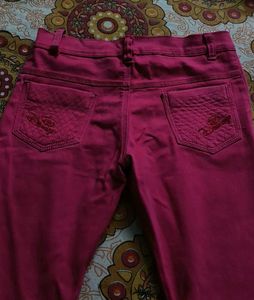 Raspberry Colored Skinny Pants For Girls