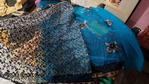 Elegant Blue & Black Saree