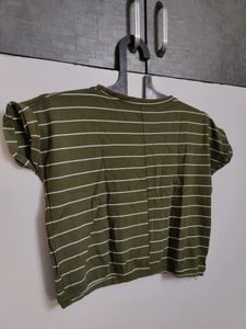 Green Colour Crop Top For Girls
