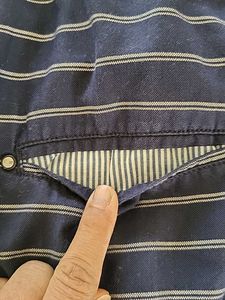 Navy Blue Shirt Horizontal Line