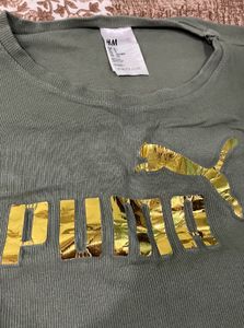 Olive Green Puma Printed Crop Top 🫒