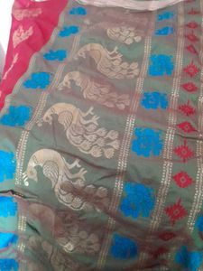 Silk Saree Red And Green