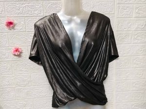 Size M/L 🎁Buy 2 Get 1 Free 🎁,Metallic Wrap Top