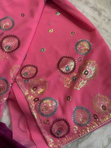Pink Sequin Saree
