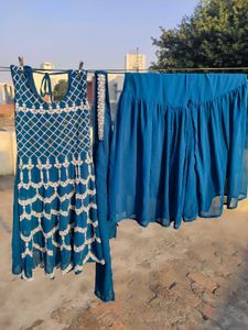 Teal Embroidered Kurta Set