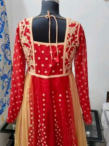 Red &amp; Gold Anarkali Gown