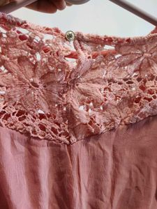 Pink Lace Detail Top