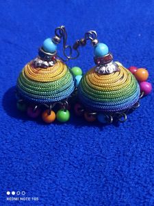 Colourful Jhumka With Multicolour Beads