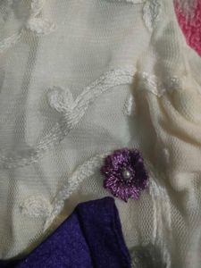 Cute White &amp; Purple Party Dress