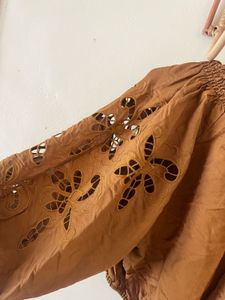 Brown Boho Peasant Top h&amp;m