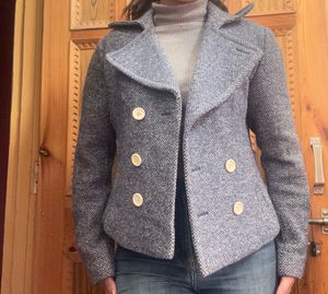 Chic Blue Tweed Peacoat Jacket