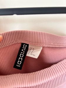 Pink Ribbed Off-Shoulder Top