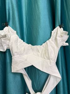 White Ruffle Crop Top