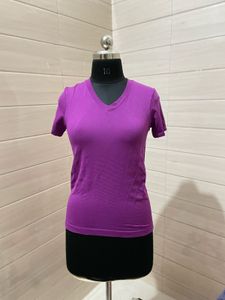 champion Purple V-Neck T-Shirt