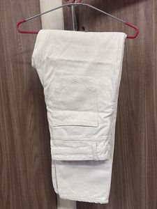 Beige Straight Leg Jeans