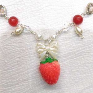 CUTESY STRAWBERRY HANDMADE NECKLACE