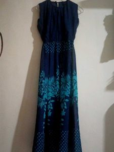 Floral Navy Blue Cut Gaown