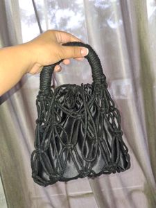 Macrame Cute Black Mini Bag