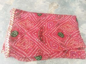 Bandni Sari With Gora Patti Les