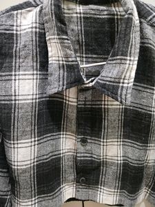 Black Checked Cropped Shirt