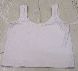 White Cut Sleeves Crop Top