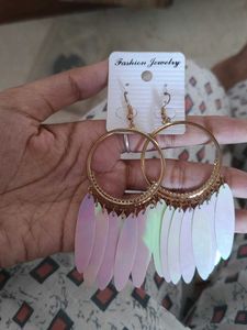 Sequin Drop Hoop Earrings