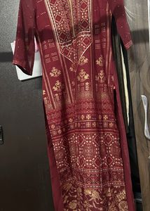 Maroon & Gold Print Kurti
