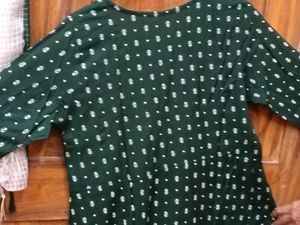 GentlyUsed DarkGreen Embroidered Kurti+Dupatta XXL