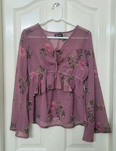 Mauve Color Layered Floral Top