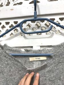 ✈️ Imported Oversized Distressed Grey Sweater B