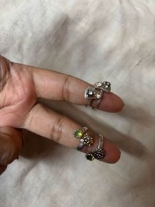 set if 2 pair silver toe rings