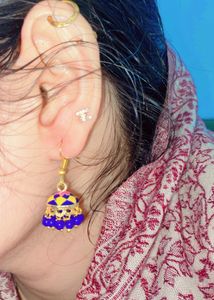 Elegant Blue Yellow Rajisthani Jhumki