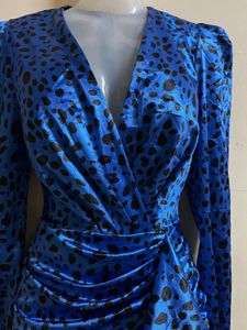 Blue Animal Print Mini Dress