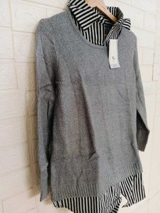 Gray Layered Look Sweater